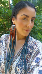 Wild and free teal/rust statement earrings