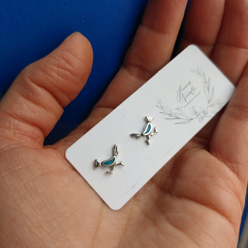 Silver & turquoise Roadrunner Stud earrings