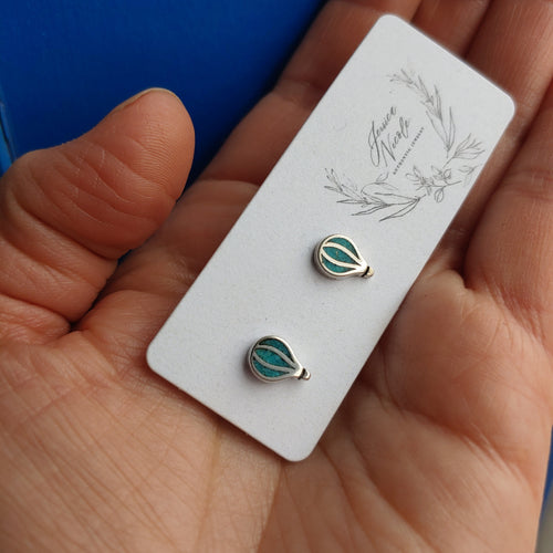 Silver & turquoise Hot Air Balloon Stud earrings