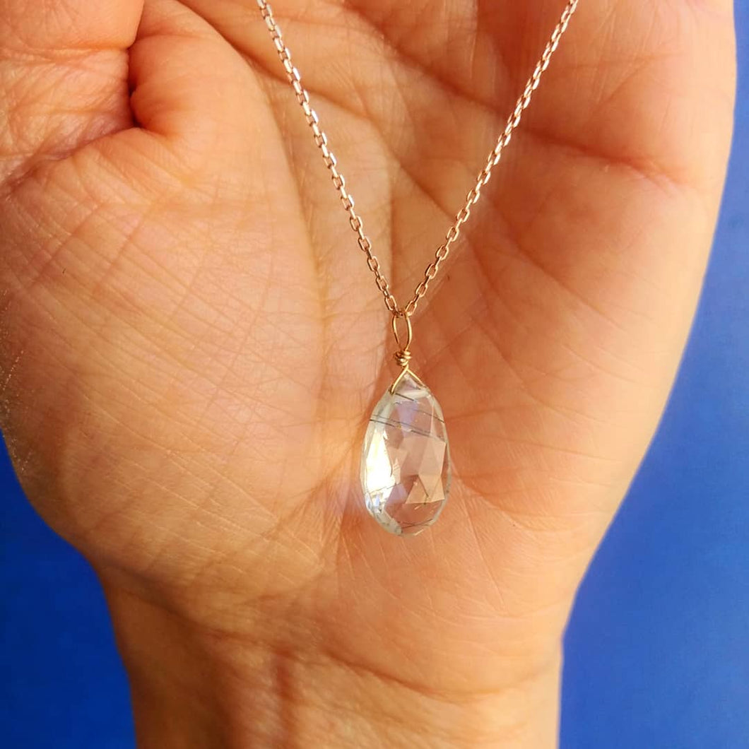 Rutilated quartz gemstone necklace