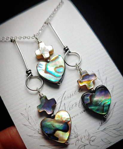 King of my heart abalone necklace and earring set