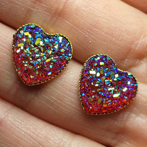 12mm faux druzy hearts