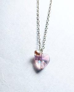 Pink heart pendant necklace