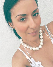 Cream glass pearl statement necklace