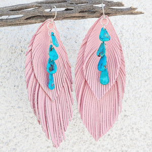 Pink feathers with turquoise