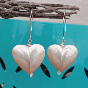 Mother of pearl puffy heart earrings