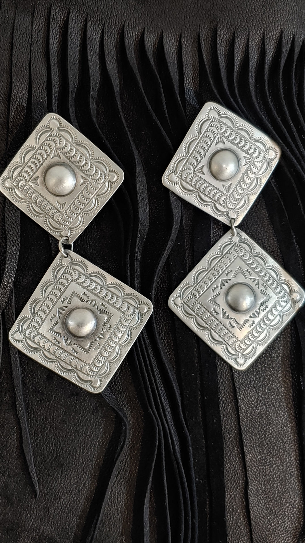 Sterling silver Southwest stamp earrings