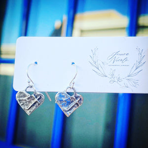 Sterling silver heart cross dangle earrings