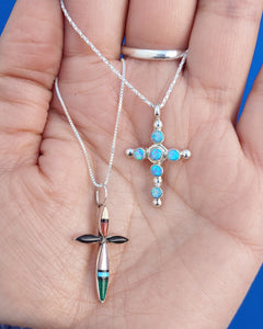 Sterling silver and semi-precious cross necklaces